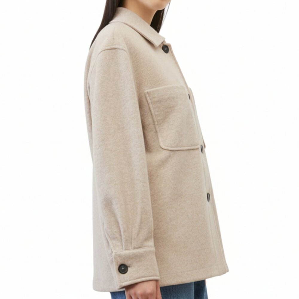 MARC O’POLO Elegant Jersey Shirt Jacket | Italian Wool Blend | Chalky Sand | Siz